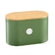 image 4 of Cooks Professional Ribbed Bread Bin, Linen Bag & Bamboo Board Set with Silver Label | Green | Green & Silver | 1