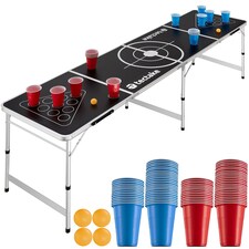 Beer Pong Table - foldable, height-adjustable, 100 cups, 6 balls