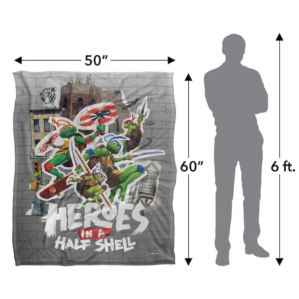 image 1 of Teenage Mutant Ninja Turtles: Mutant Mayhem Heroes In A Half Shell Silky Supersoft Blanket | Multi | Multicoloured | 152cm x 127cm | 1
