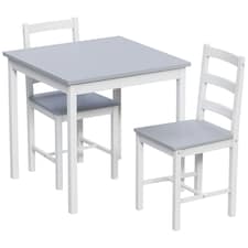 Vida Designs Yorkshire 2 Seater Dining Set 3 Piece Table & Chairs, White & Grey