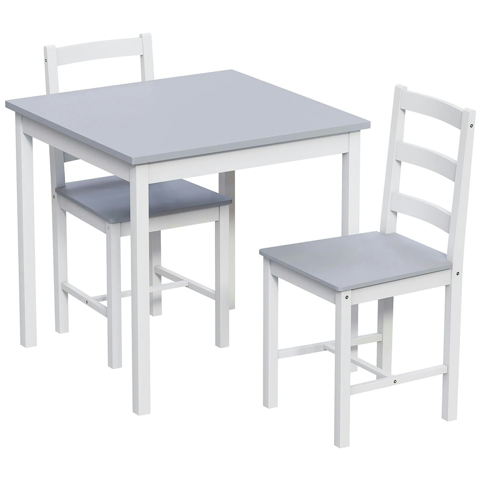 image 1 of Vida Designs Yorkshire 2 Seater Dining Set 3 Piece Table & Chairs, White & Grey
