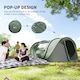 image 3 of Outsunny Camping Tent Dome Pop-up Tent  with Windows for 4-5 Person Dark Green