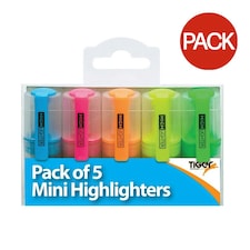 Tiger Stationery Mini Highlighter (Pack of 5) - Multicoloured - One Size