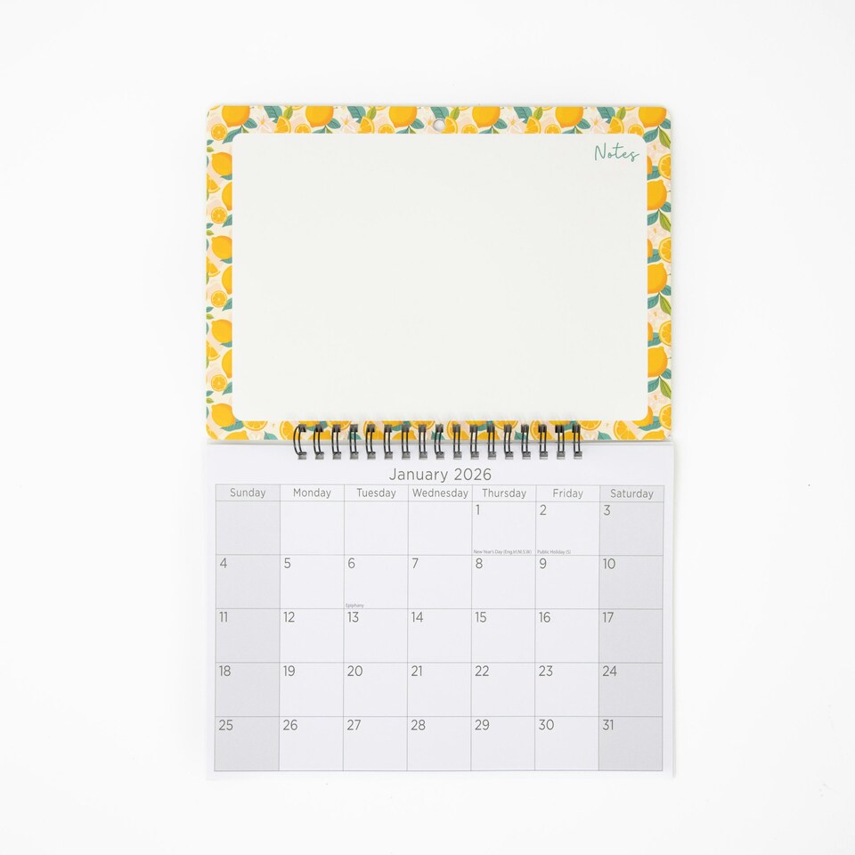 image 1 of 2026 Monthly Memo Board Calendar & Pen Citrus Design