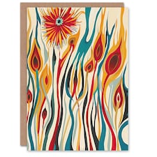 Abstract Matchsticks Fire Flower Design Him Her Birthday Card