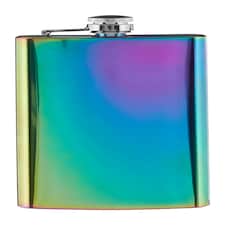 Interiors by Premier Oil Slick Hip Flask, Trendy 5oz Stainless Steel Flask With Iridescent Finish And Secure Screw Cap,