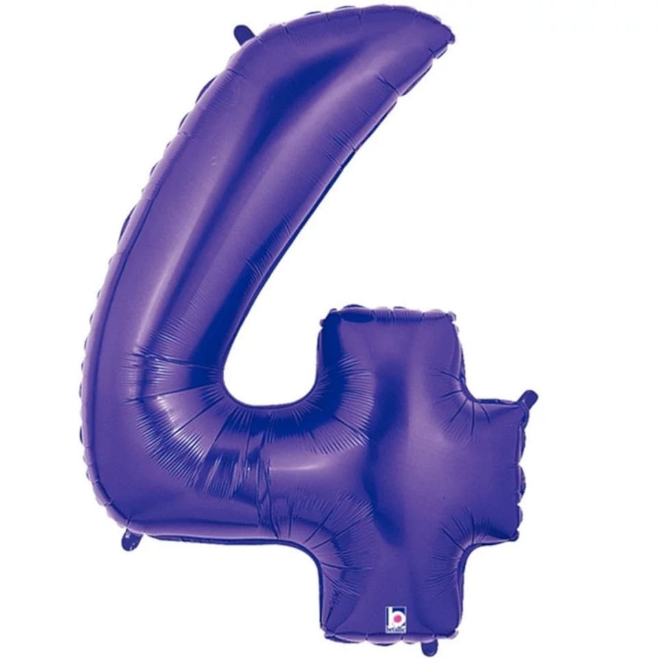 Oaktree Number 4 Foil Balloon - Purple - One Size