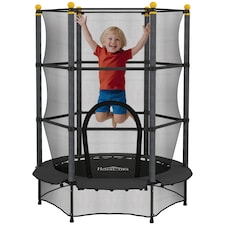 HOMCOM 4.6FT Kids Trampoline with Safety Enclosure for Ages 3-10 Years | Black | Black