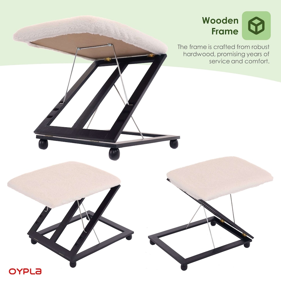 image 1 of Adjustable Folding Cushion Padded Footstool Foot Rest