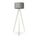 image 1 of ValueLights Aero Polished Gold Floor Lamp with Large Grey Drum Shade and LED Bulb | Grey