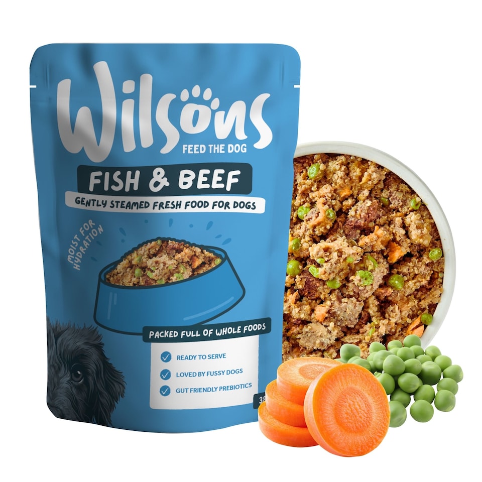 image 1 of Wilsons Fish and Beef Fresh Dog Food Premium Natural Protein Balanced Diet - 16x 380g Pouches