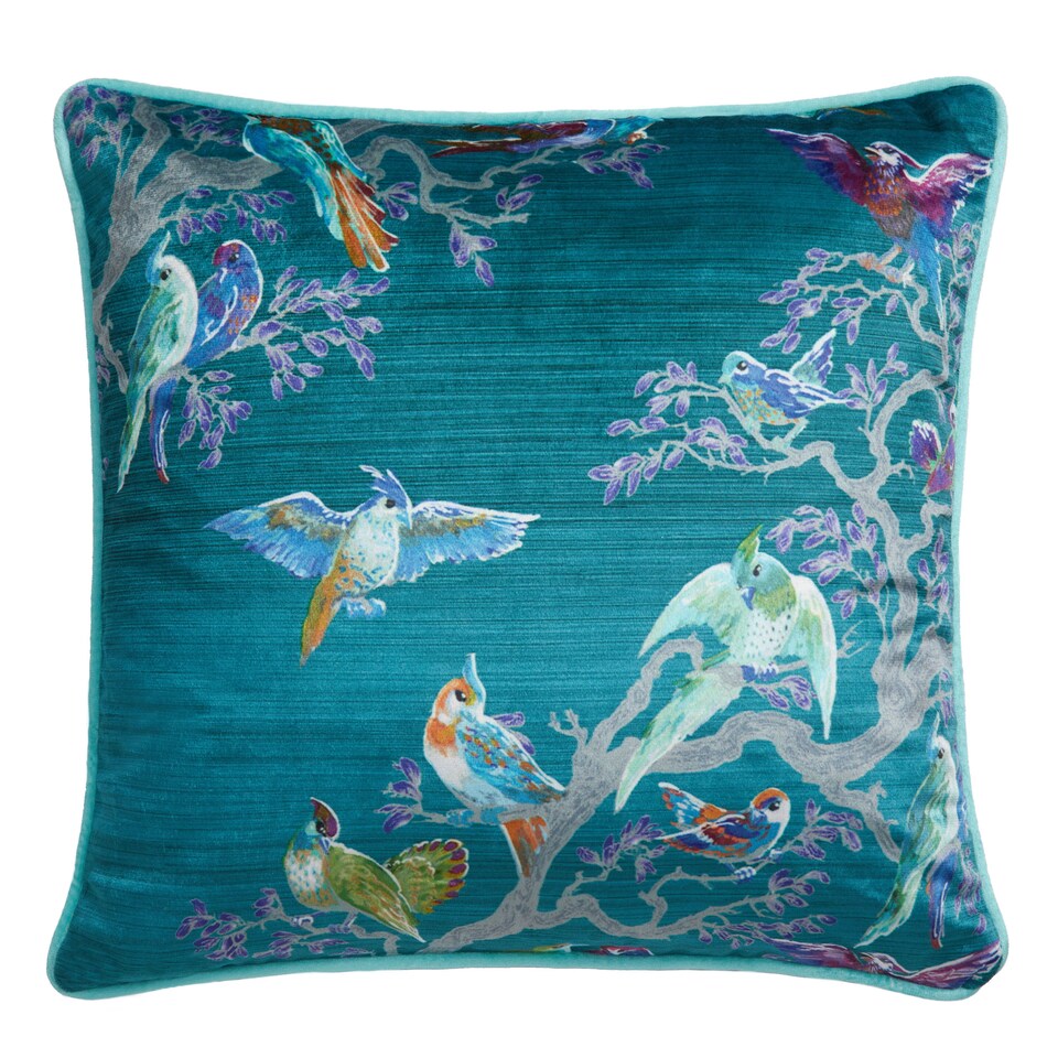 image 1 of Laurence Llewelyn-Bowen Birdity Absurdity Filled Cushion Blue