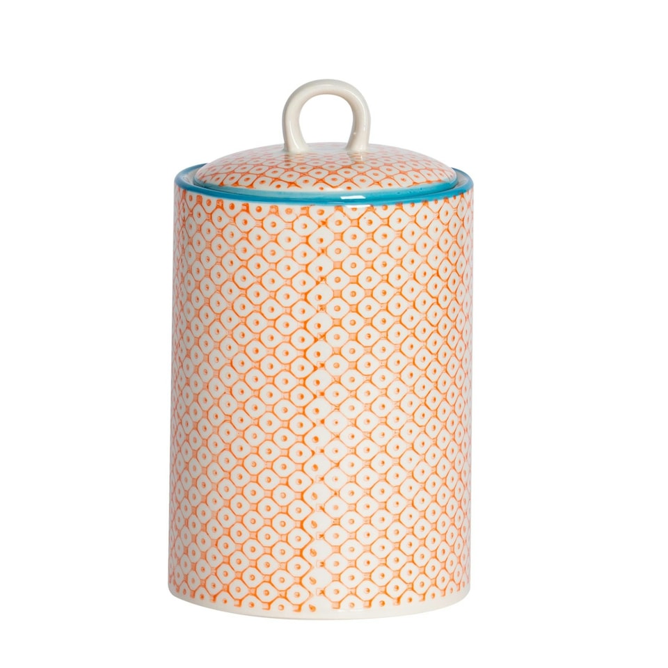 image 1 of Nicola Spring Hand-Printed Kitchen Canister - 1 Litre - Orange | Orange