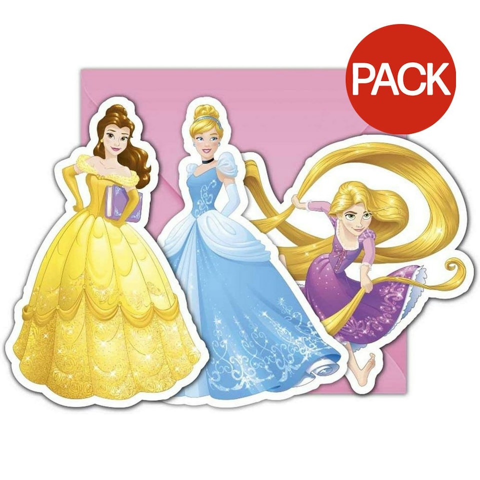 image 1 of Disney Princess Heart Strong Invitations (Pack of 6) - Multicoloured - One Size