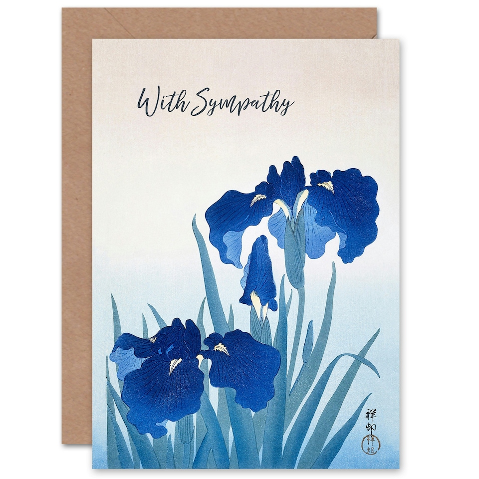 image 1 of Iris Floral Flowers Bereavement Sympathy Card