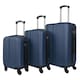 image 3 of Groundlevel Delta Stripe 3 Piece Luggage Set 4 Wheel Spinners Travel Suitcases | Blue