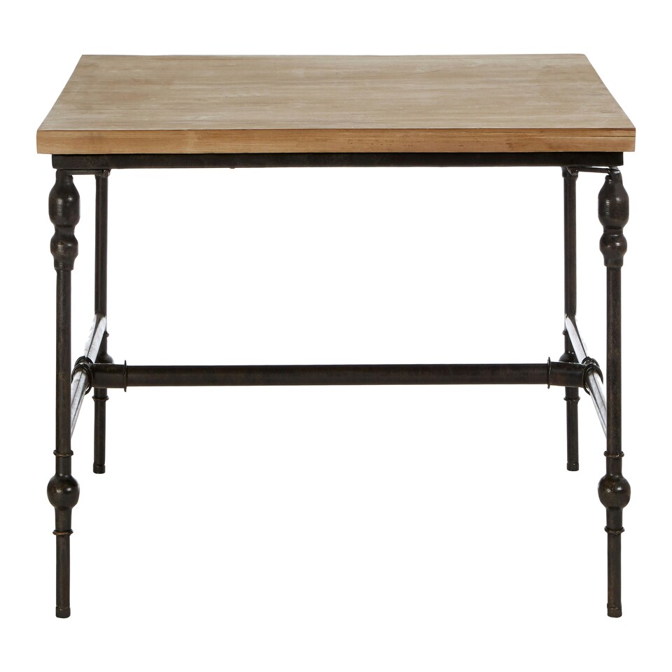 image 1 of Interiors by Premier Wood Top Coffee Table, Industrial Style Coffee table, Square Coffee Table, Wood Top Metal Coffee Table Cream