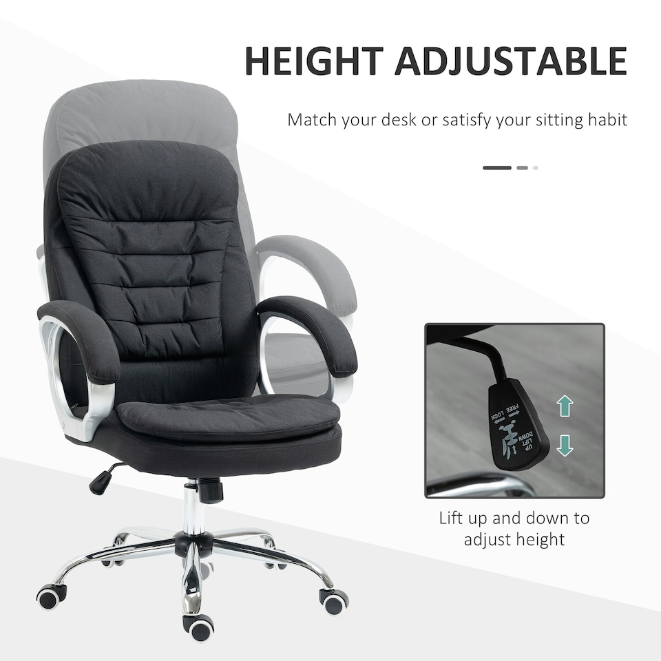 image 1 of Vinsetto Ergonomic Office Chair Adjustable Height Swivel Wheels, Black