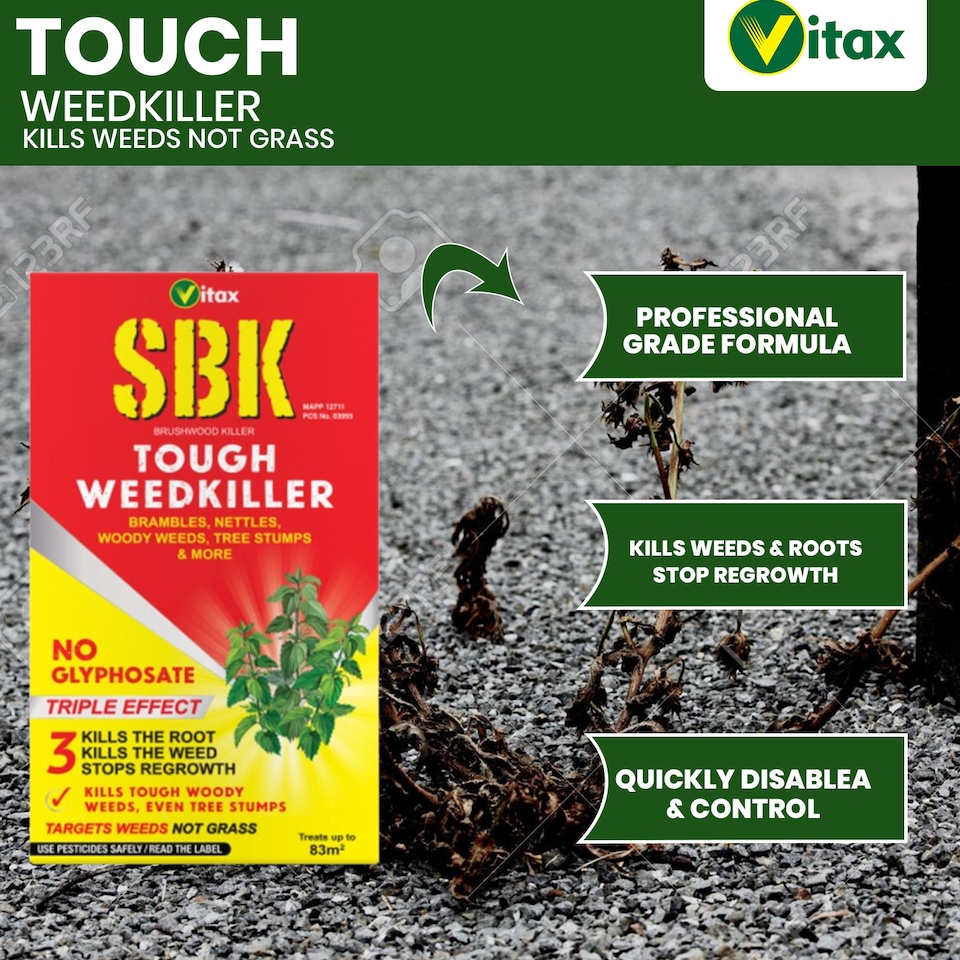 image 1 of Vitax SBK Brushwood Killer 250ml Tough Weedkiller for Brambles Nettles Tree Stumps & Woody Weeds Fast-Acting