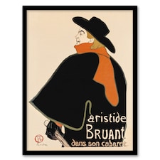 Aristide Bruant in his Cabaret Vintage Framed Wall Art Print Lautrec 12x16"
