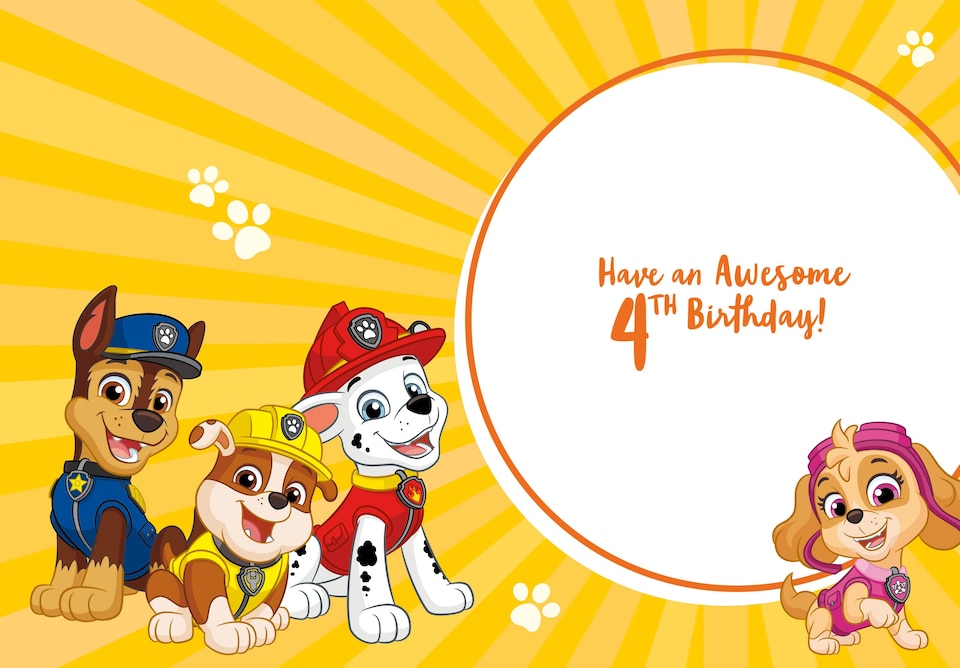 image 1 of Paw Patrol Age 4 Birthday Card