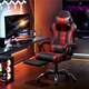 image 2 of Yaheetech Ergonomic Computer Chair with Massage Lumbar Pillow | Multi | Black/Red