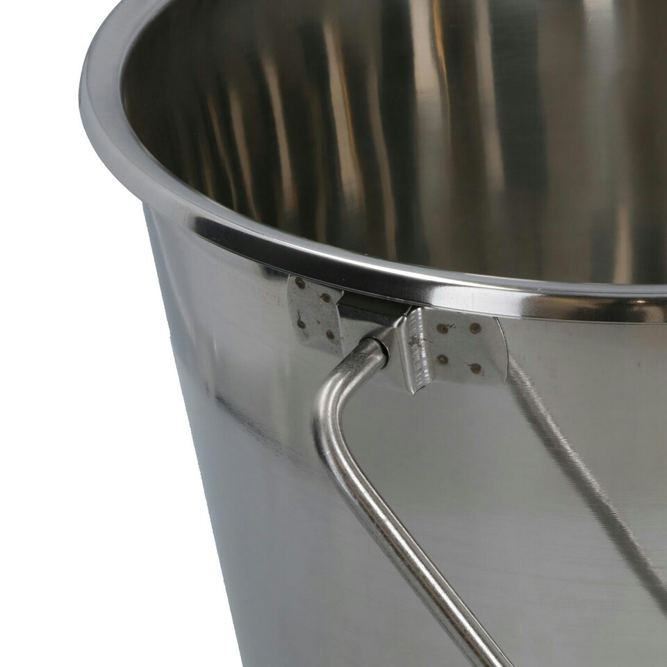 image 1 of 12L Stainless Steel Metal Bucket Pail Water Carrier Greenhouse Garden BBQ 2PK