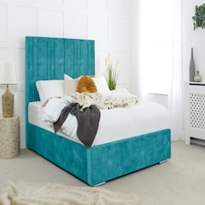 Fabio Plush Small Double Bed Frame - Teal