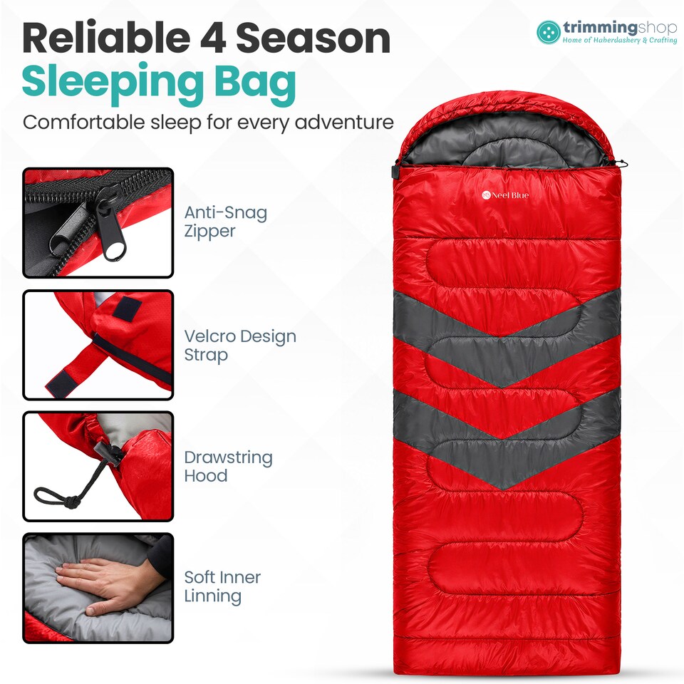 image 1 of 4 Season Waterproof Backpacking Sleeping Bag for Single Adults - 6ft