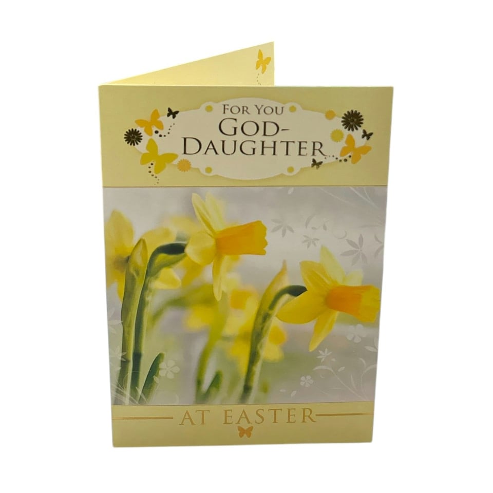 image 1 of For Goddaughter Spring Daffodils and Butterflies Design Easter Card