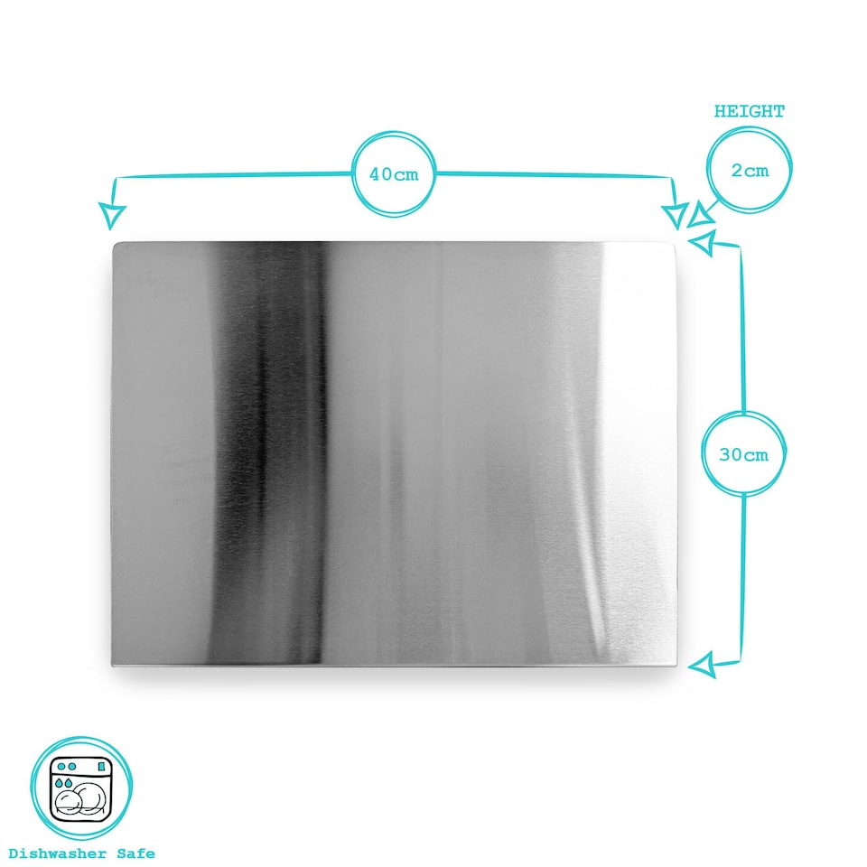 image 1 of Argon Tableware Counter Edge Chopping Board - 40 x 30cm - Stainless Steel Non-Slip Kitchen Worktop Saver Food Cutting Protector | Silver | Silver | 1