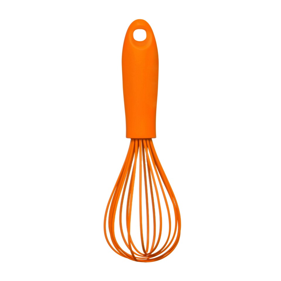 image 1 of Interiors by Premier Orange Silicone Whisk, Non-Stick, Heat-Resistant to 240°C, Ergonomic Handle with Hanging Loop