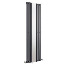 Embrace Vertical 1 Panel Radiator & Mirror, 1800 x 499mm - Anthracite | Grey | Anthracite | 1