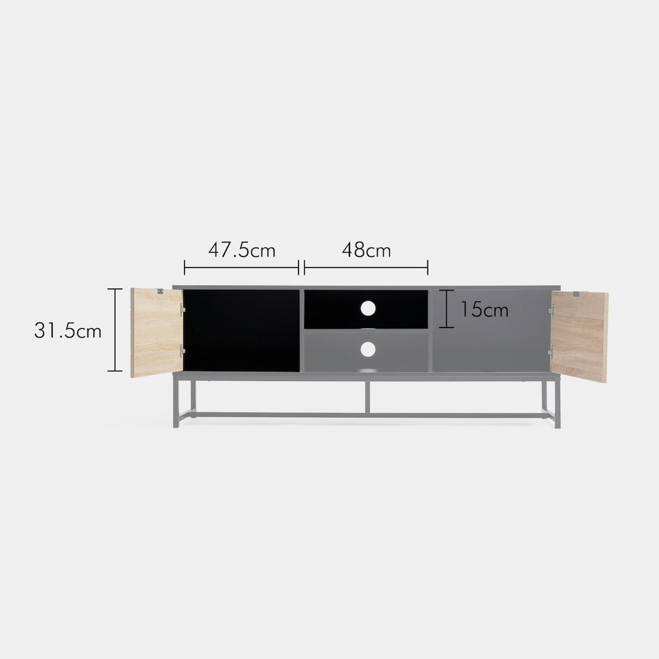 image 1 of VonHaus Black & Light Wood Effect TV Unit For TV's up to 65"