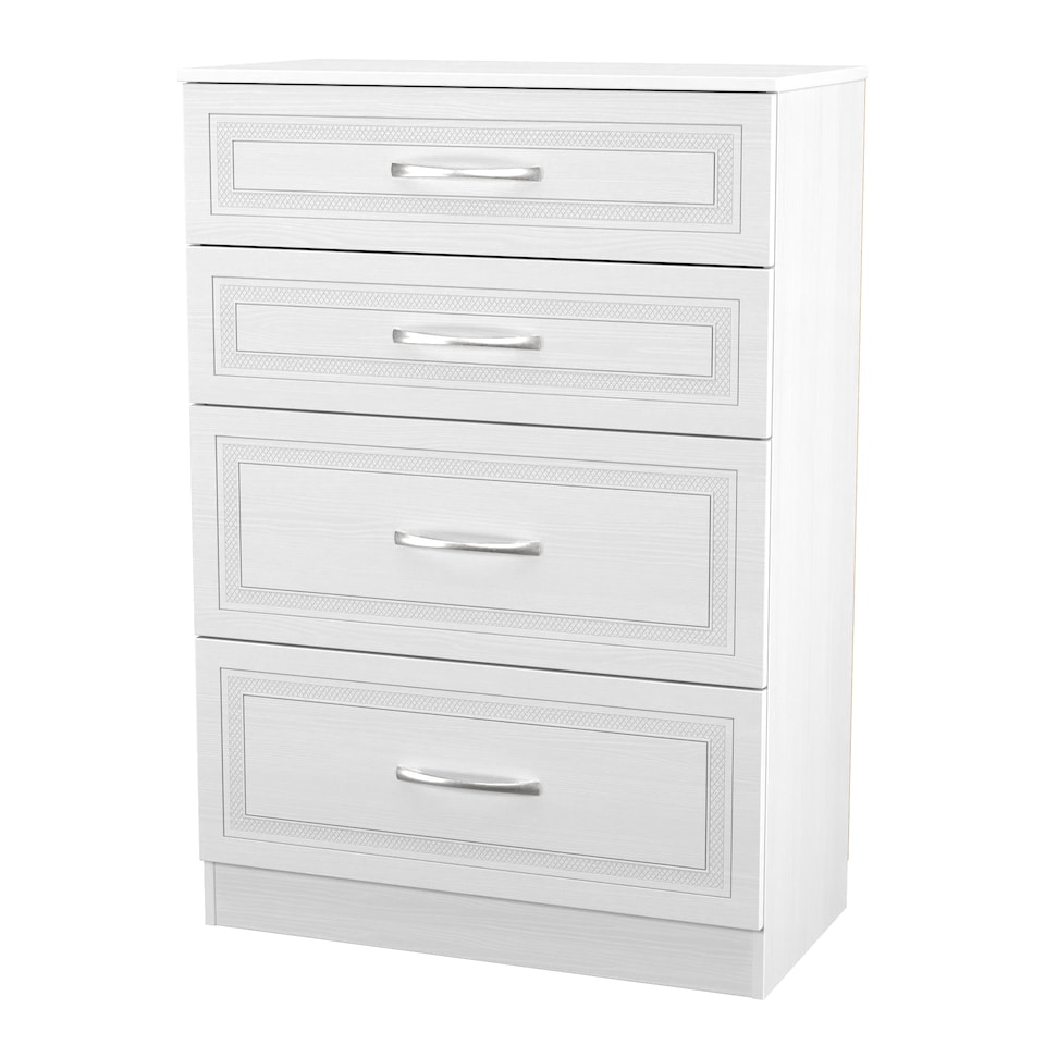 image 1 of Oxford 4 Drawer Deep Chest of Drawers in Signature White (Ready Assembled) | White | Signature White