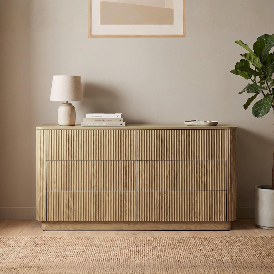 image 1 of Winthorpe Chest Of 6 Drawer Oak Bedroom Storage Organiser Cabinet