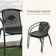 image 4 of Outsunny 3 Pieces Rattan Bistro Set, 2 Seater Garden Furniture Set with Coffee Table and Stackable Chairs, Wicker Outdoor Table and Chairs for Garden, Porch, Balcony, Black