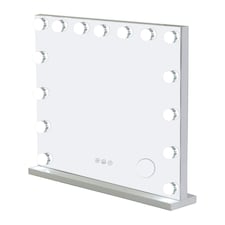 Hollywood Vanity Mirror With 15 LED Light Bulbs Three Colour Modes Silver