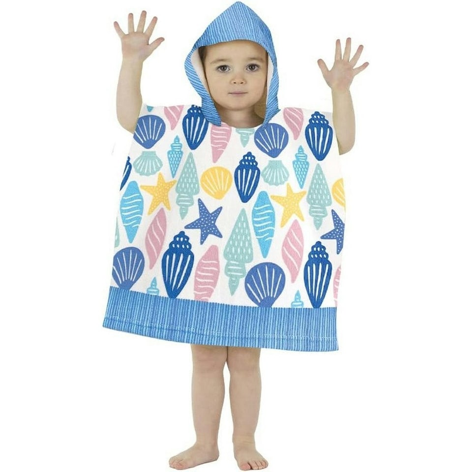 image 1 of Home & Living Childrens/Kids Shell Hooded Towel - Blue/White/Yellow - 1.5-3 Years | Blue