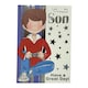 image 1 of To Son Juvenile Boy In Red Shirt Design Birthday Card