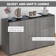 image 4 of HOMCOM High Gloss Frame Sideboard, Side Cabinet, Push-Open Design with 2 Drawer for Living Room, Bedroom, Light Grey and Black | Grey | Grey