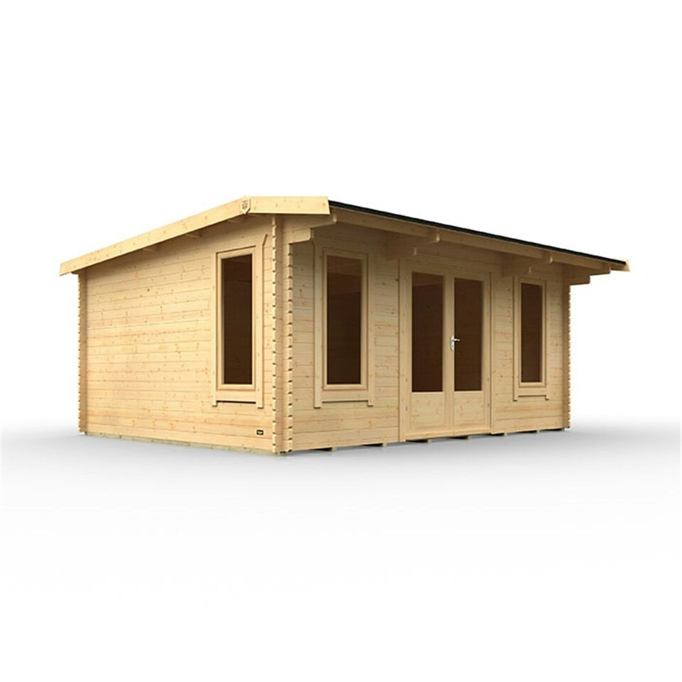 image 1 of 16ft x 14ft (4750mm x 4150mm) Horsforth "The Utah" 44mm Log Cabin With 3 Windows