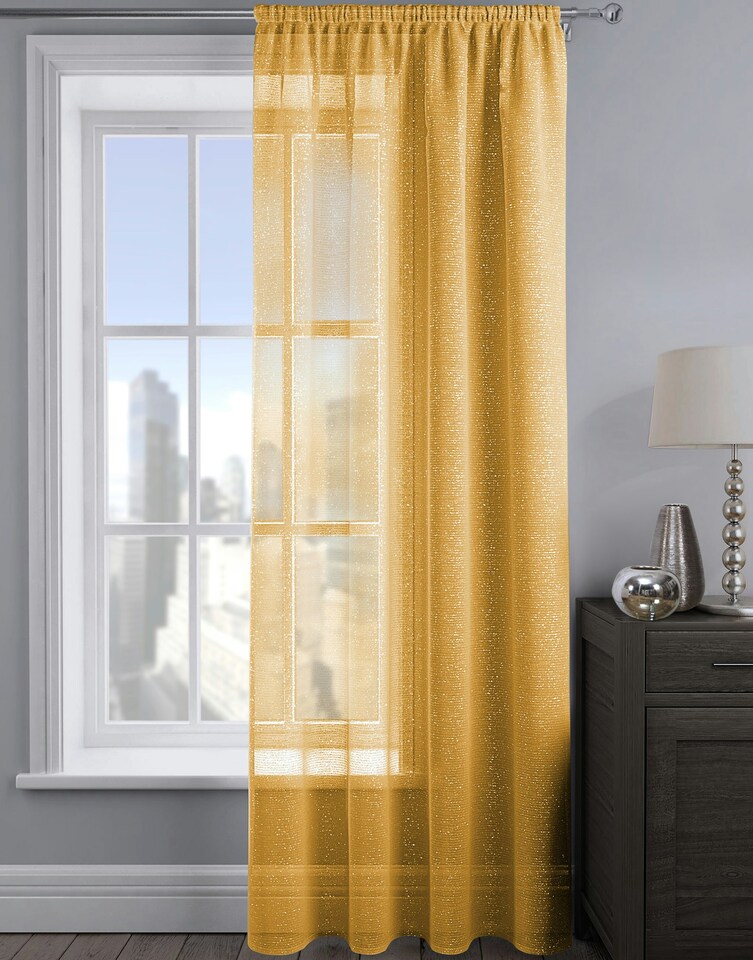 image 1 of Velosso Alessandria Sparkle Slot Top Voile Panel - 137cm x 182cm | Orange | Orange