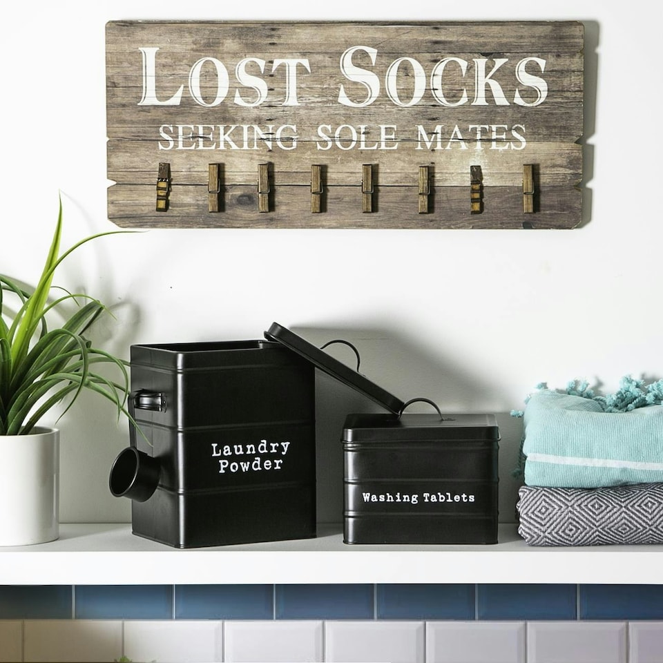 image 1 of Harbour Housewares 3 Piece Black Vintage Metal Utility Canisters Set Utility Storage Utility Containers Storage Box Storage Container | Multi | 3