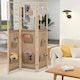 image 5 of COSTWAY 3 Panel Room Divider Folding Display Stand 8 Storage Pockets Natural