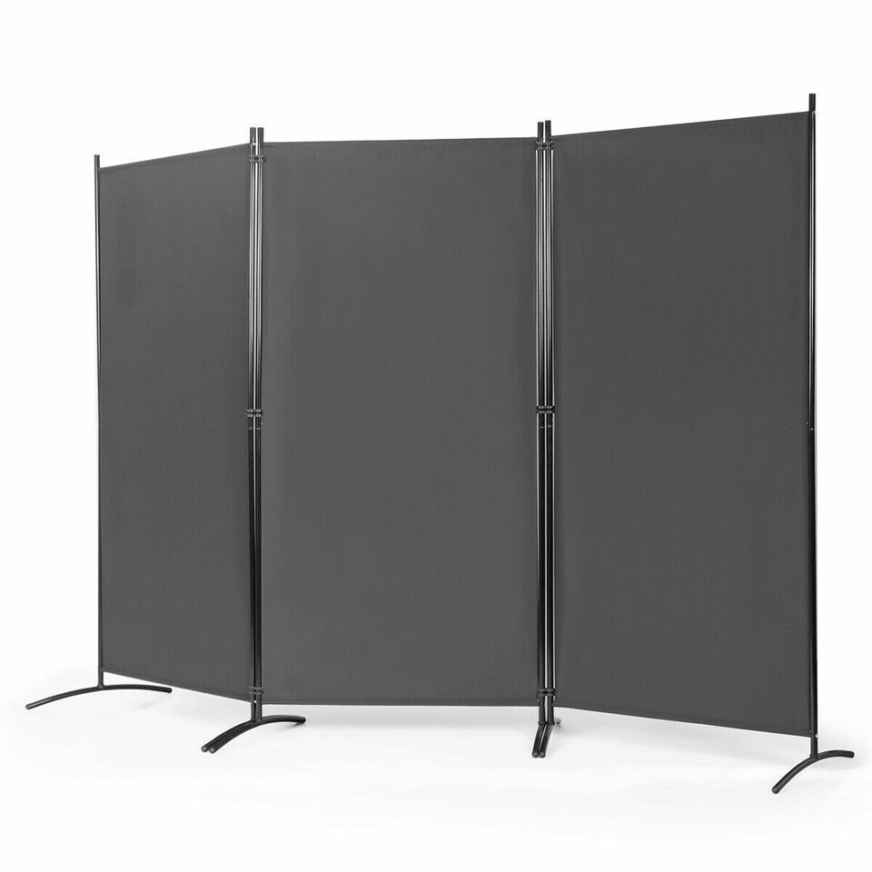 image 1 of COSTWAY 3 Panels Room Divider Folding Room Partition Grey Grey