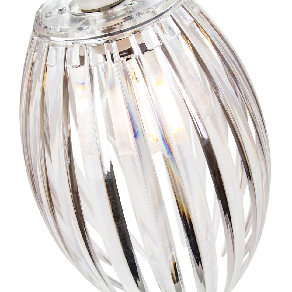 image 1 of Modern Designer Easy Fit Pendant Shade with Beautiful Clear Acrylic Curved Rods | Clear | Transparent | 1