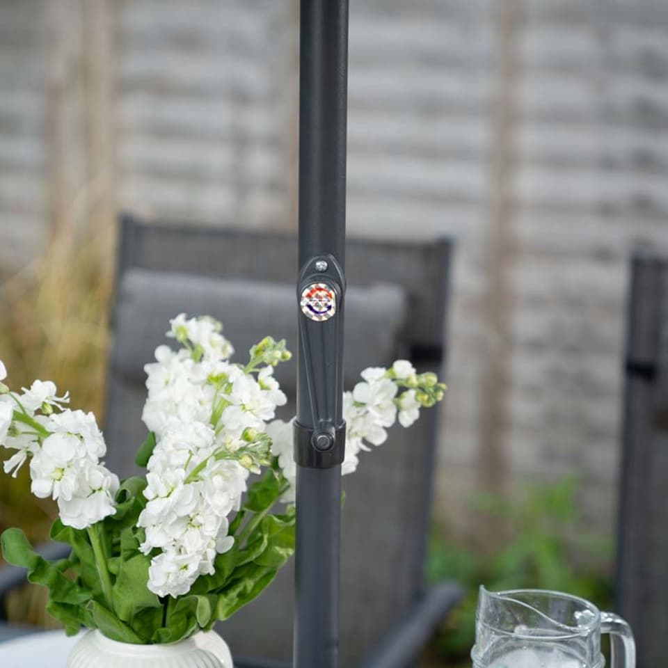 image 1 of 6 Seater Dining Set Garden Furniture With Parasol Reclining Chairs Glass Table In Grey