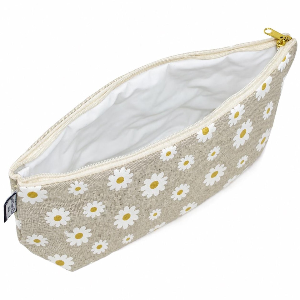 image 1 of Little Shop Of Toiletry Bag - Linen Daisy Cotton, Zip Closure