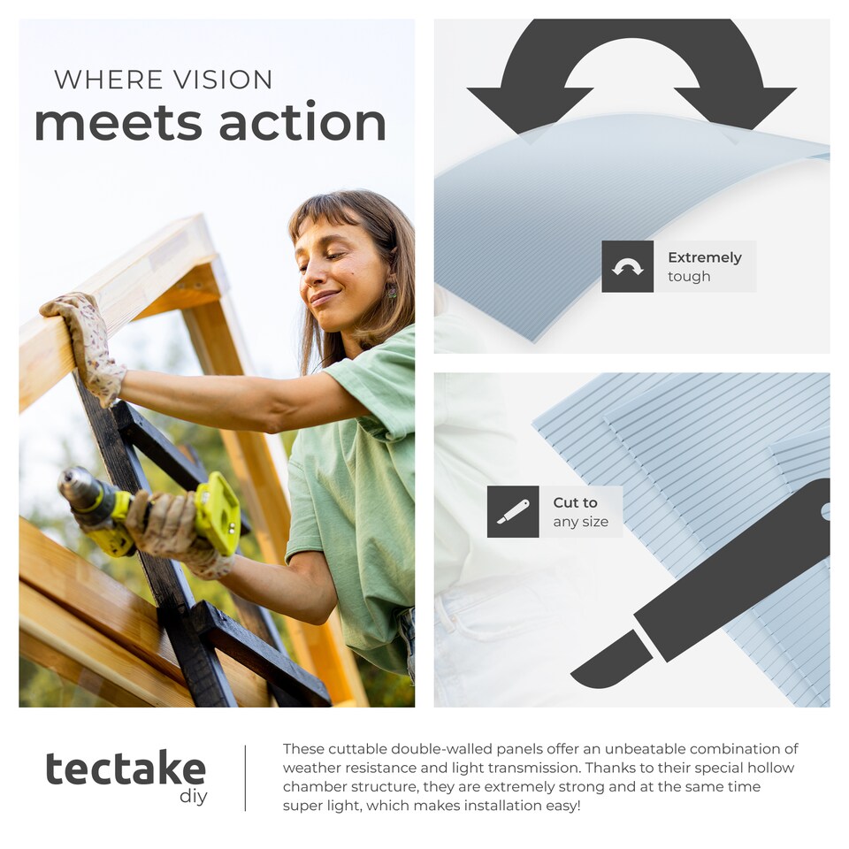 image 1 of 10 Polycarbonate Panels - dual-walled, cuttable, insulating | Clear | transparent | 121 x 60,50 x 0,60 cm | 10